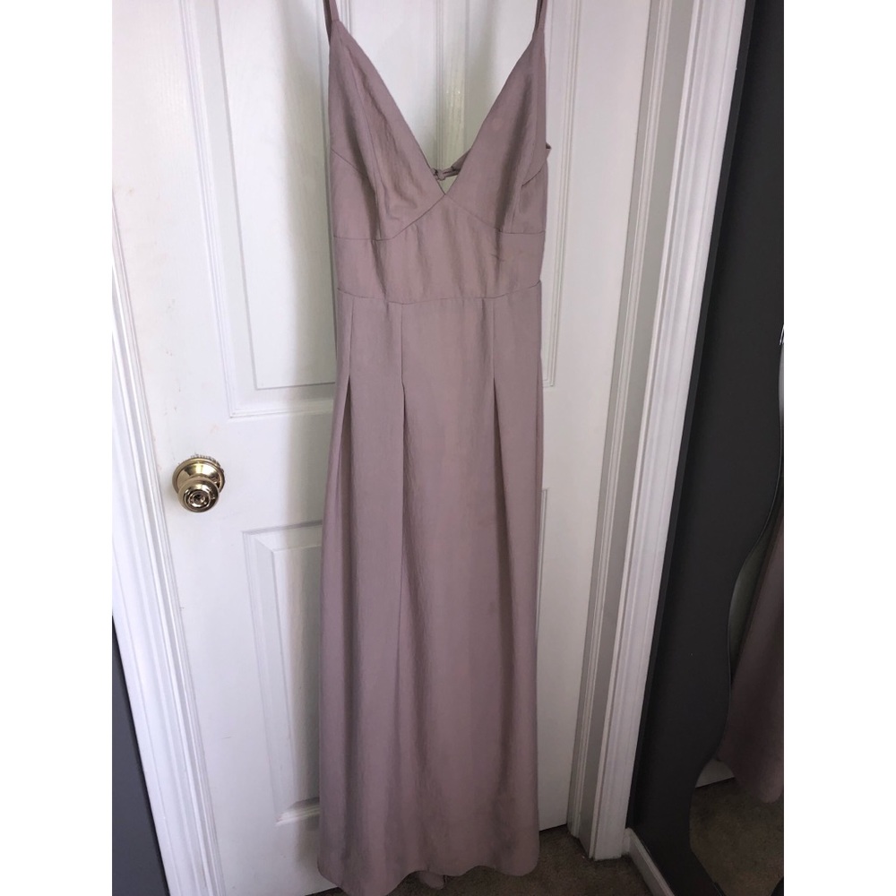 Long gray bridesmaid dress